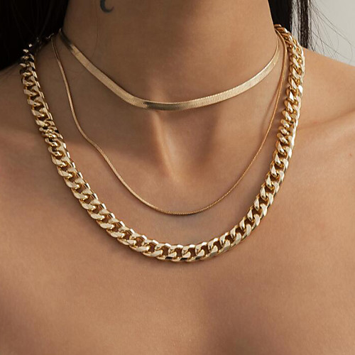 Choker Necklace Chain Necklace Torque Women's Artistic Simple Fashion Vintage Trendy Gold Silver 40,45,47 cm Necklace Jewelry 3pcs for Street Daily Holiday Club Festival Geometric Rectangle
Choker Necklace Chain Necklace Torque Women's Artistic Simple Fashion Vintage Trendy Gold Silver 40,45,47 cm Necklace Jewelry 3pcs for Street Daily Holiday Club Festival Geometric Rectangle