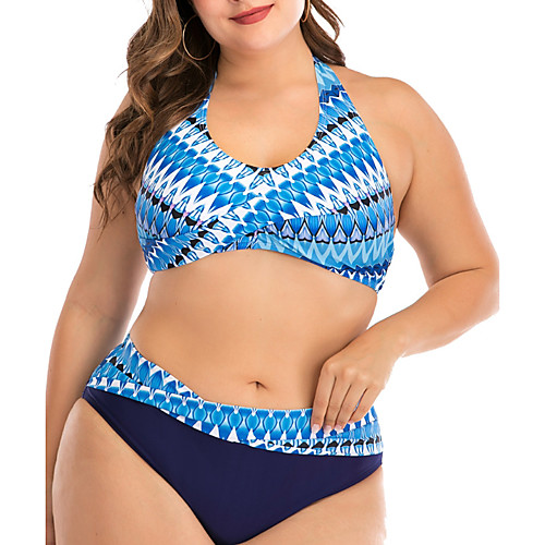 Women's Plus Size Padded Fashion Sexy Bikini 2 Piece Swimsuit Tummy Control Push Up Color Block Strap Swimwear Bathing Suits Blue / Geometric
Women's Plus Size Padded Fashion Sexy Bikini 2 Piece Swimsuit Tummy Control Push Up Color Block Strap Swimwear Bathing Suits Blue / Geometric