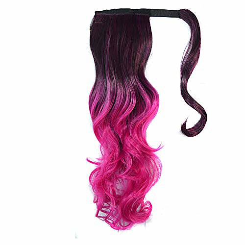 

16 100g high temperature fiber ombre long wavy synthetic wrap around hairpieces fake in hair ponytail s 1btpink 16inches