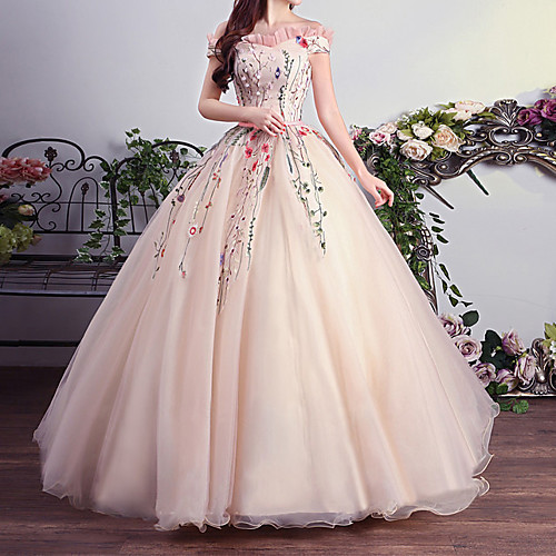 Ball Gown Luxurious Floral Quinceanera Prom Dress Off Shoulder Short Sleeve Floor Length Tulle with Pleats Embroidery 2021
Ball Gown Luxurious Floral Quinceanera Prom Dress Off Shoulder Short Sleeve Floor Length Tulle with Pleats Embroidery 2021