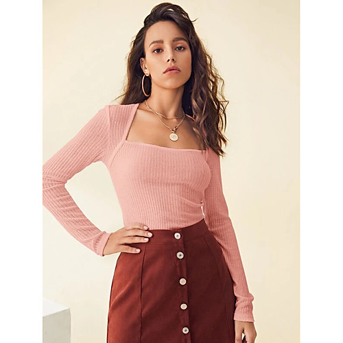 Women's Blouse Plain Long Sleeve Square Neck Tops Basic Basic Top Blushing Pink
Women's Blouse Plain Long Sleeve Square Neck Tops Basic Basic Top Blushing Pink