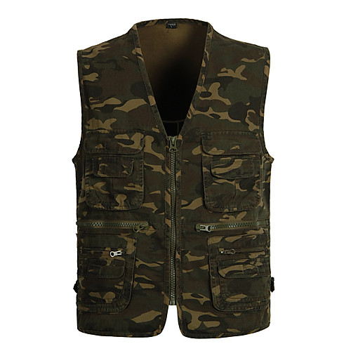 

Men's Fishing Vest Outdoor Multi-Pockets Quick Dry Lightweight Breathable Vest / Gilet Autumn / Fall Spring Fishing Photography Camping & Hiking Camouflage / Cotton / Sleeveless / Camo / Camouflage