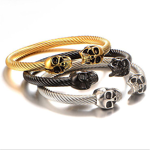 Men's Bracelet Bangles Classic Skull Fashion Titanium Steel Bracelet Jewelry Black / Gold / Silver For Anniversary Date Birthday Festival
Men's Bracelet Bangles Classic Skull Fashion Titanium Steel Bracelet Jewelry Black / Gold / Silver For Anniversary Date Birthday Festival