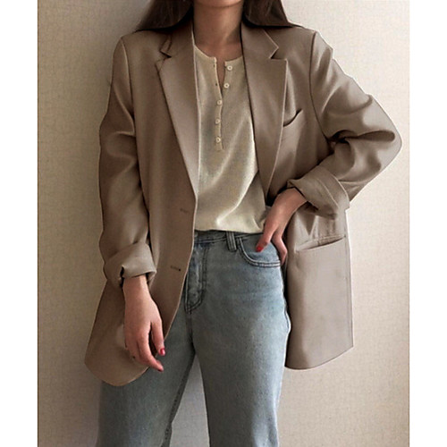 Women's Single Breasted One-button Blazer Solid Colored Dailywear Black / Blushing Pink / Khaki S / M / L
Women's Single Breasted One-button Blazer Solid Colored Dailywear Black / Blushing Pink / Khaki S / M / L