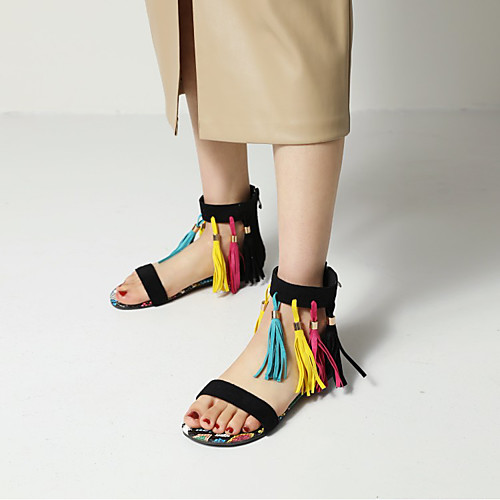 Women's Sandals Boho Bohemia Beach Flat Heel Open Toe Nubuck Tassel Animal Patterned Color Block Black
Women's Sandals Boho Bohemia Beach Flat Heel Open Toe Nubuck Tassel Animal Patterned Color Block Black