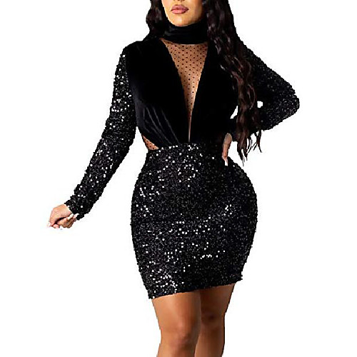 samachica women round neck sequin glitter see through long sleeve sequined short mini dress with sleeves black s
samachica women round neck sequin glitter see through long sleeve sequined short mini dress with sleeves black s