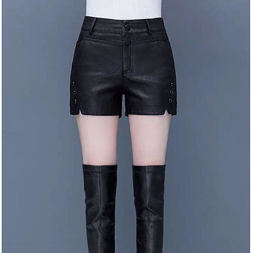 womens cool zip-up high waist stretched faux leather mini shorts (medium, black)
womens cool zip-up high waist stretched faux leather mini shorts (medium, black)