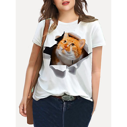 Women's Plus Size Print Cat Graphic Animal T shirt Large Size Crewneck Short Sleeve Basic Tops XL XXL 3XL White Big Size
Women's Plus Size Print Cat Graphic Animal T shirt Large Size Crewneck Short Sleeve Basic Tops XL XXL 3XL White Big Size