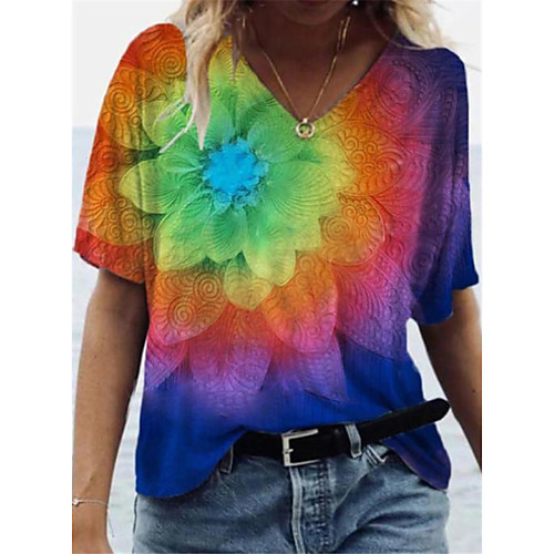 Women's T shirt Graphic Floral Print V Neck Tops Basic Basic Top Red Blushing Pink Green
Women's T shirt Graphic Floral Print V Neck Tops Basic Basic Top Red Blushing Pink Green