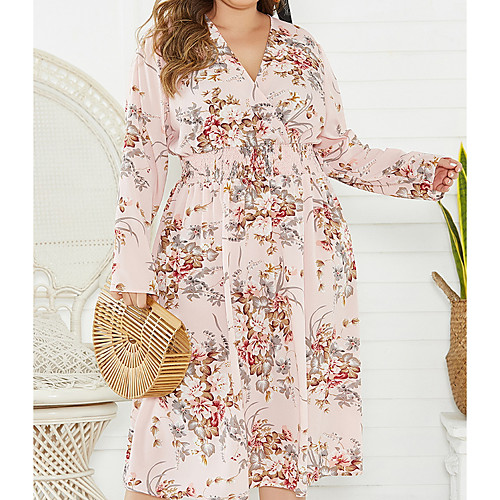 Women's Plus Size Dresses A Line Dress Midi Dress Long Sleeve Floral Print V Neck Casual Fall Blushing Pink XL XXL 3XL 4XL / Loose
Women's Plus Size Dresses A Line Dress Midi Dress Long Sleeve Floral Print V Neck Casual Fall Blushing Pink XL XXL 3XL 4XL / Loose