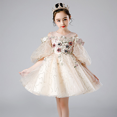 Princess Short / Mini Wedding / Event / Party Flower Girl Dresses - Tulle Half Sleeve Jewel Neck with Appliques / Solid
Princess Short / Mini Wedding / Event / Party Flower Girl Dresses - Tulle Half Sleeve Jewel Neck with Appliques / Solid