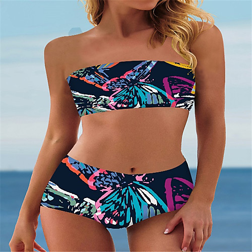 Women's Bikini 2 Piece Swimsuit Print Leaf Blue Swimwear Bandeau Strapless Bathing Suits New Vacation Fashion
Women's Bikini 2 Piece Swimsuit Print Leaf Blue Swimwear Bandeau Strapless Bathing Suits New Vacation Fashion