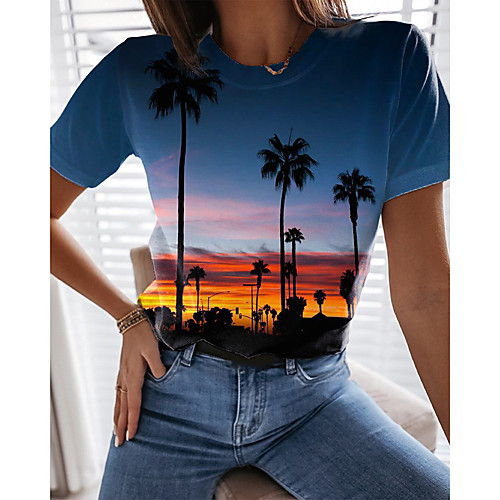 Women's T shirt Graphic Scenery 3D Print Round Neck Tops Basic Basic Top Royal Blue
Women's T shirt Graphic Scenery 3D Print Round Neck Tops Basic Basic Top Royal Blue