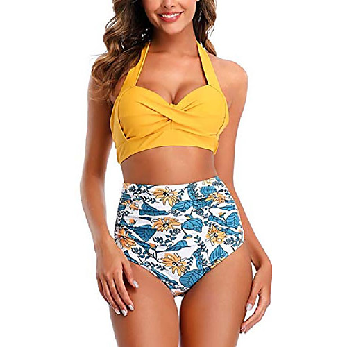 swimall women vintage swimsuit two piece retro halter ruched high waist bikini set tummy control push up swimwear(yellow, l/us (8-10))
swimall women vintage swimsuit two piece retro halter ruched high waist bikini set tummy control push up swimwear(yellow, l/us (8-10))
