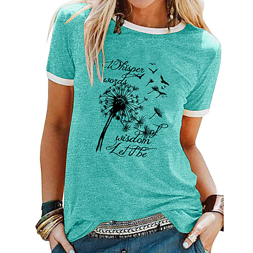 Women's T shirt Dandelion Letter Patchwork Print Round Neck Tops Basic Basic Top White Blue Purple
Women's T shirt Dandelion Letter Patchwork Print Round Neck Tops Basic Basic Top White Blue Purple