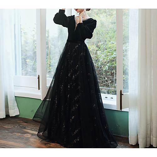 A-Line Jewel Neck Floor Length Tulle / Velvet Bridesmaid Dress with Sequin / Bandage
A-Line Jewel Neck Floor Length Tulle / Velvet Bridesmaid Dress with Sequin / Bandage