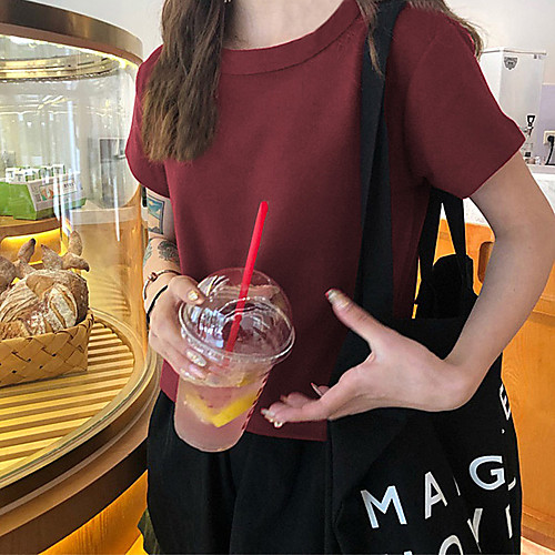 Women's Tee / T-shirt Pure Color Crew Neck Solid Color Sport Athleisure Top Short Sleeves Breathable Soft Comfortable Everyday Use Casual Daily Outdoor
Women's Tee / T-shirt Pure Color Crew Neck Solid Color Sport Athleisure Top Short Sleeves Breathable Soft Comfortable Everyday Use Casual Daily Outdoor