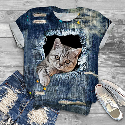Women's Plus Size Print Cat Graphic Animal T shirt Large Size Crewneck Short Sleeve Tops XL XXL 3XL Blue Big Size
Women's Plus Size Print Cat Graphic Animal T shirt Large Size Crewneck Short Sleeve Tops XL XXL 3XL Blue Big Size