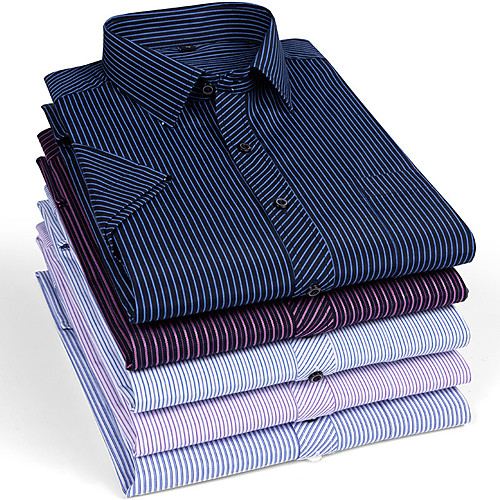 Men's Shirt Striped Button-Down Short Sleeve Casual Tops Cotton Business Simple Black / Navy Black Blue
Men's Shirt Striped Button-Down Short Sleeve Casual Tops Cotton Business Simple Black / Navy Black Blue