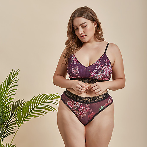 Women's Backless Mesh Matching Bralettes Suits Nightwear Jacquard Solid Colored Bra & Panty Set Black / Purple XL XXL 3XL / Strap
Women's Backless Mesh Matching Bralettes Suits Nightwear Jacquard Solid Colored Bra & Panty Set Black / Purple XL XXL 3XL / Strap