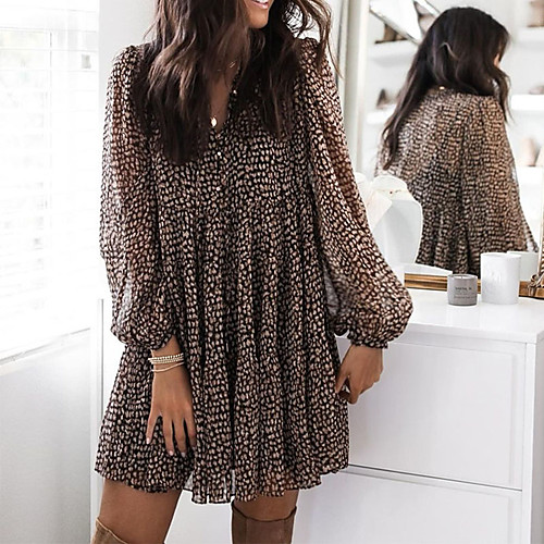 Women's A Line Dress Knee Length Dress Brown Long Sleeve Print Print Fall Spring V Neck Casual Lantern Sleeve 2021 S M L XL
Women's A Line Dress Knee Length Dress Brown Long Sleeve Print Print Fall Spring V Neck Casual Lantern Sleeve 2021 S M L XL