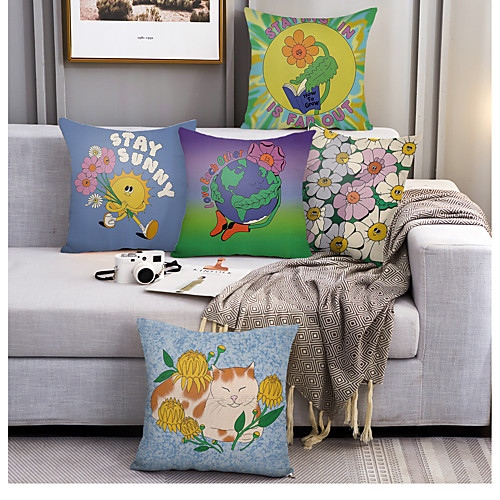 5 pcs Linen Pillow Cover, Cartoon Square Zipper Polyester Traditional Classic
5 pcs Linen Pillow Cover, Cartoon Square Zipper Polyester Traditional Classic