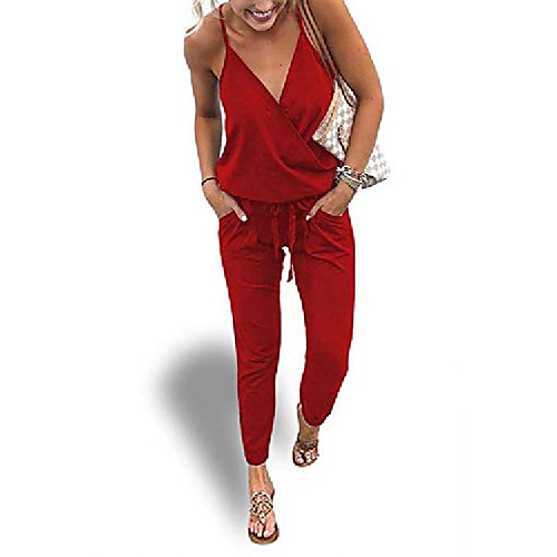 bvbgn women sexy v neck spaghetti strap drawstring waisted jumpsuits with pocket red s
bvbgn women sexy v neck spaghetti strap drawstring waisted jumpsuits with pocket red s