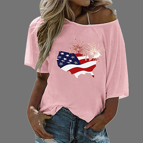 Women's T shirt Flag Print Round Neck Diagonal Neck Tops Beach Boho Basic Top White Blue Yellow
Women's T shirt Flag Print Round Neck Diagonal Neck Tops Beach Boho Basic Top White Blue Yellow