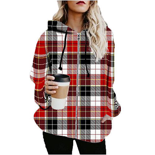 Women's Plaid Print Fall & Winter Hoodied Jacket Long Sports Long Sleeve Cotton Blend Coat Tops Red
Women's Plaid Print Fall & Winter Hoodied Jacket Long Sports Long Sleeve Cotton Blend Coat Tops Red