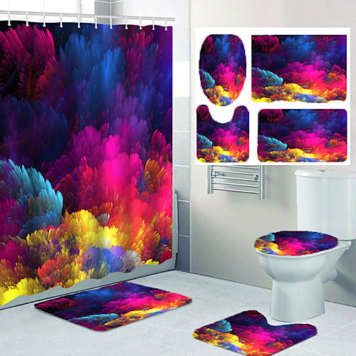 Four-piece design of colorful pattern printing bathroom shower curtain and leisure toilet
Four-piece design of colorful pattern printing bathroom shower curtain and leisure toilet