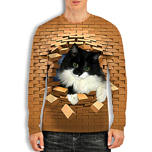 Men's Tees T shirt 3D Print Cat Graphic Prints Animal Print Long Sleeve Daily Tops Basic Casual Khaki
Men's Tees T shirt 3D Print Cat Graphic Prints Animal Print Long Sleeve Daily Tops Basic Casual Khaki