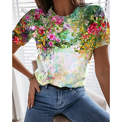 Women's T shirt Graphic Floral 3D Print Round Neck Tops Basic Basic Top White Blue Purple
Women's T shirt Graphic Floral 3D Print Round Neck Tops Basic Basic Top White Blue Purple