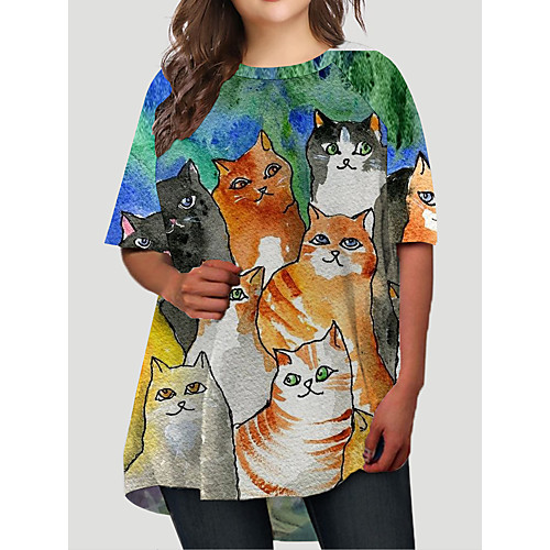 Women's Plus Size Dresses T Shirt Dress Tee Dress Short Mini Dress Half Sleeve Cat Graphic Animal Print Casual Fall Blue XL XXL 3XL 4XL 5XL / Holiday
Women's Plus Size Dresses T Shirt Dress Tee Dress Short Mini Dress Half Sleeve Cat Graphic Animal Print Casual Fall Blue XL XXL 3XL 4XL 5XL / Holiday