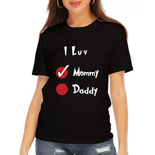 Women's T shirt Text Print Round Neck Tops 100% Cotton Basic Basic Top White Black
Women's T shirt Text Print Round Neck Tops 100% Cotton Basic Basic Top White Black