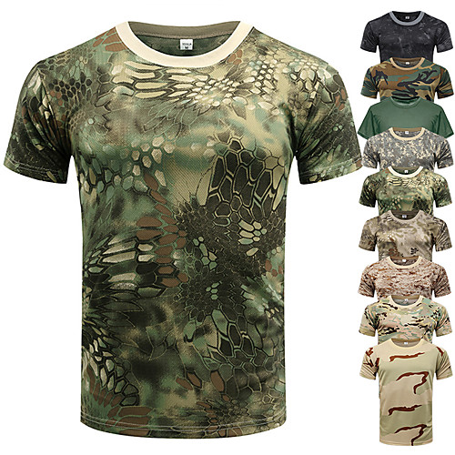 Men's Camouflage Hunting T-shirt Short Sleeve Outdoor Summer Breathable Quick Dry Fast Dry Wearable Camo / Camouflage Top Polyester Camping / Hiking Hunting Fishing Camouflage Color Jungle camouflage
Men's Camouflage Hunting T-shirt Short Sleeve Outdoor Summer Breathable Quick Dry Fast Dry Wearable Camo / Camouflage Top Polyester Camping / Hiking Hunting Fishing Camouflage Color Jungle camouflage