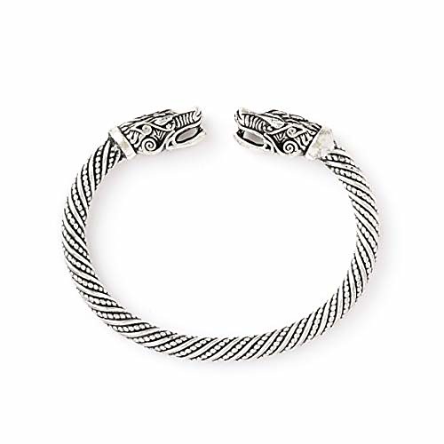Metal Alloy Viking Wolf Bracelet Geki and Freki Wolf Head Cuff Bracelet for Men and Women
Metal Alloy Viking Wolf Bracelet Geki and Freki Wolf Head Cuff Bracelet for Men and Women