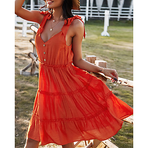 Women's A Line Dress Knee Length Dress White Black Blue Yellow Wine Orange Green Sleeveless Solid Color Spring Summer V Neck Casual 2021 S M L XL
Women's A Line Dress Knee Length Dress White Black Blue Yellow Wine Orange Green Sleeveless Solid Color Spring Summer V Neck Casual 2021 S M L XL