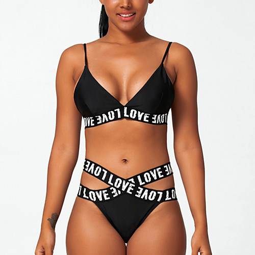 Women's Bikini Swimsuit Lace up Print Geometric Black Swimwear Bandeau Bathing Suits
Women's Bikini Swimsuit Lace up Print Geometric Black Swimwear Bandeau Bathing Suits