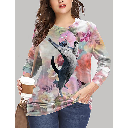 Women's Plus Size Print Cat Graphic Animal Blouse T shirt Large Size Crewneck Long Sleeve Tops XL XXL 3XL Blushing Pink Big Size
Women's Plus Size Print Cat Graphic Animal Blouse T shirt Large Size Crewneck Long Sleeve Tops XL XXL 3XL Blushing Pink Big Size