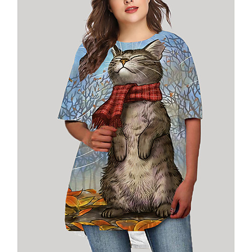 Women's Plus Size Dresses T Shirt Dress Tee Dress Short Mini Dress Half Sleeve Cat Graphic Animal Print Casual Fall Blue XL XXL 3XL 4XL 5XL / Holiday
Women's Plus Size Dresses T Shirt Dress Tee Dress Short Mini Dress Half Sleeve Cat Graphic Animal Print Casual Fall Blue XL XXL 3XL 4XL 5XL / Holiday