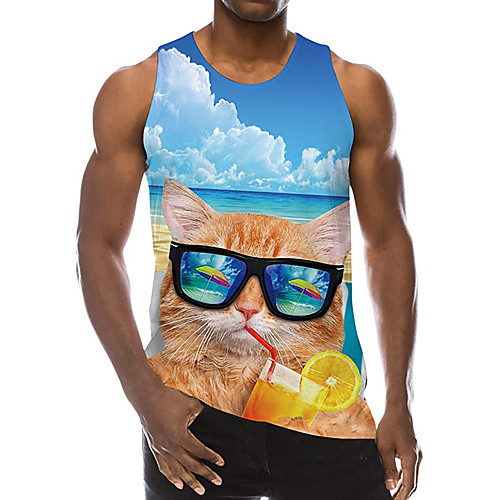 Men's Tank Top Undershirt 3D Print Cat 3D Print Sleeveless Daily Tops Casual Beach Blue
Men's Tank Top Undershirt 3D Print Cat 3D Print Sleeveless Daily Tops Casual Beach Blue