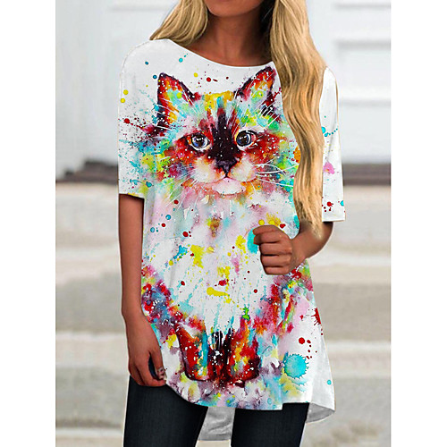 Women's T Shirt Dress Tee Dress Short Mini Dress Blue Red Yellow Fuchsia Green Navy Blue Half Sleeve Cat Animal Print Spring Summer Round Neck Casual 2021 S M L XL XXL 3XL
Women's T Shirt Dress Tee Dress Short Mini Dress Blue Red Yellow Fuchsia Green Navy Blue Half Sleeve Cat Animal Print Spring Summer Round Neck Casual 2021 S M L XL XXL 3XL
