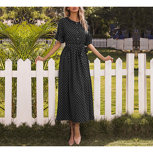 Women's A Line Dress Midi Dress Black Blue Short Sleeve Polka Dot Lace up Summer Round Neck Chinoiserie 2021 S M L XL
Women's A Line Dress Midi Dress Black Blue Short Sleeve Polka Dot Lace up Summer Round Neck Chinoiserie 2021 S M L XL