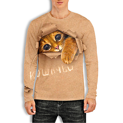 Men's Tees T shirt 3D Print Cat Graphic Prints Animal Print Long Sleeve Daily Tops Basic Casual Khaki
Men's Tees T shirt 3D Print Cat Graphic Prints Animal Print Long Sleeve Daily Tops Basic Casual Khaki