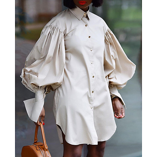 Women's Plus Size Dresses Shirt Dress Short Mini Dress Long Sleeve Solid Color Ruched Shirt Collar Casual Spring & Fall Light Yellow White Black S M L XL XXL / Loose
Women's Plus Size Dresses Shirt Dress Short Mini Dress Long Sleeve Solid Color Ruched Shirt Collar Casual Spring & Fall Light Yellow White Black S M L XL XXL / Loose