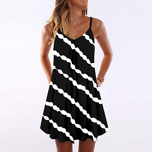 Women's Strap Dress Knee Length Dress Black Blue Red Sleeveless Striped Print Summer Round Neck Casual 2021 S M L XL XXL
Women's Strap Dress Knee Length Dress Black Blue Red Sleeveless Striped Print Summer Round Neck Casual 2021 S M L XL XXL