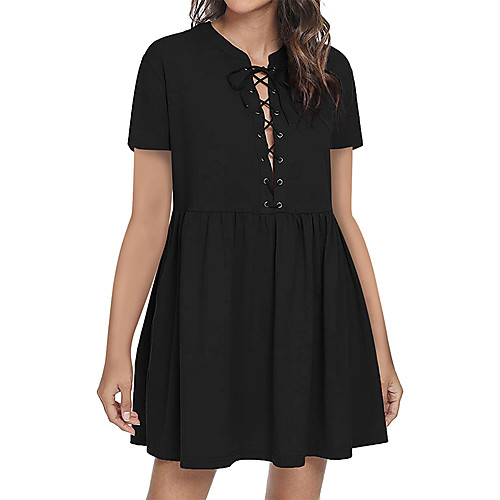 Women's A Line Dress Short Mini Dress Black Short Sleeve Solid Color Spring Summer V Neck Elegant 2021 S M L XL XXL
Women's A Line Dress Short Mini Dress Black Short Sleeve Solid Color Spring Summer V Neck Elegant 2021 S M L XL XXL