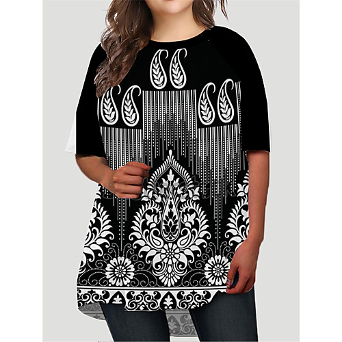 Women's Plus Size Graphic Tribal Floral Print Basic Half Sleeve Fall Short Mini Dress T Shirt Dress Tee Dress Black
Women's Plus Size Graphic Tribal Floral Print Basic Half Sleeve Fall Short Mini Dress T Shirt Dress Tee Dress Black