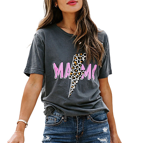 Women's Tee / T-shirt Pure Color Crew Neck Cotton Leopard Letter Printed Sport Athleisure T Shirt Top Short Sleeves Breathable Soft Comfortable Everyday Use Street Casual Daily Outdoor
Women's Tee / T-shirt Pure Color Crew Neck Cotton Leopard Letter Printed Sport Athleisure T Shirt Top Short Sleeves Breathable Soft Comfortable Everyday Use Street Casual Daily Outdoor