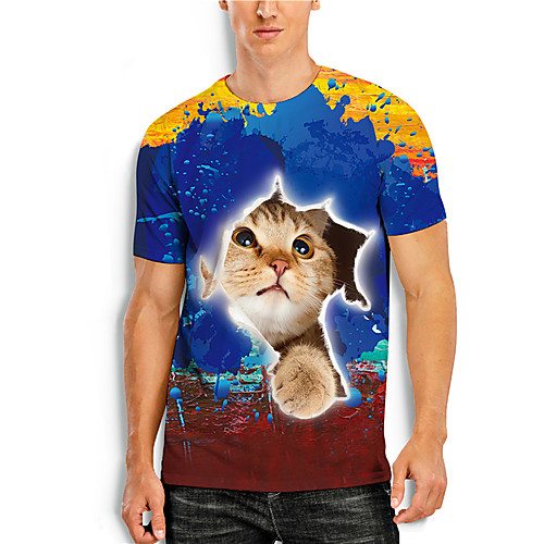 Men's T shirt 3D Print Cat Graphic Prints Animal 3D Print Short Sleeve Daily Tops Basic Casual Blue
Men's T shirt 3D Print Cat Graphic Prints Animal 3D Print Short Sleeve Daily Tops Basic Casual Blue